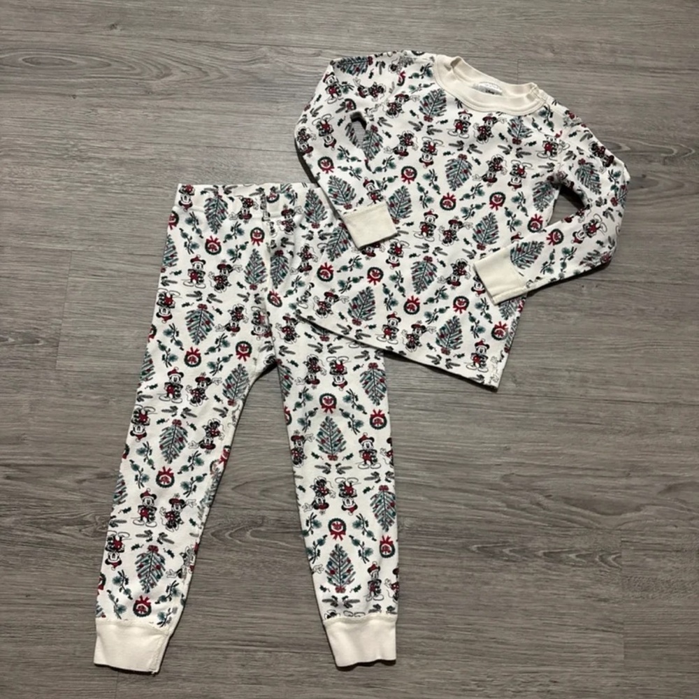 Hannah Anderson Sz. 4 unisex Minnie & Mickey Christmas pjs 100% Organic Cotton